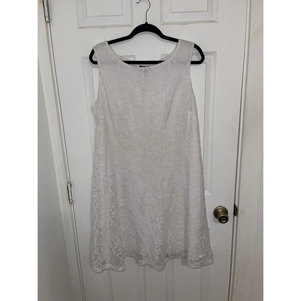 Vintage Connected Apparel White Lace Midi Dress Size 14 Made in USA 90s Bridal